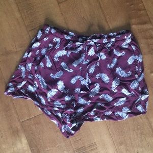Brandy Melville burgundy flowy shorts